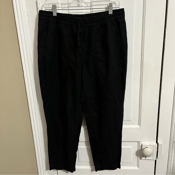 J. Crew 2023 Seaside Pants Linen Blend Black Large Petite LP V2 - Picture 2 of 10